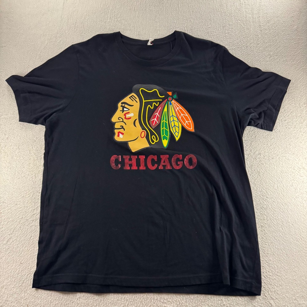 Chicago Blackhawks Hockey NHL Logo T‎ Shirt Black Graphic Tee Mens XL Game Day